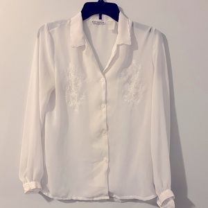 VINTAGE Jeff Laurant Sheer Blouse with floral detail